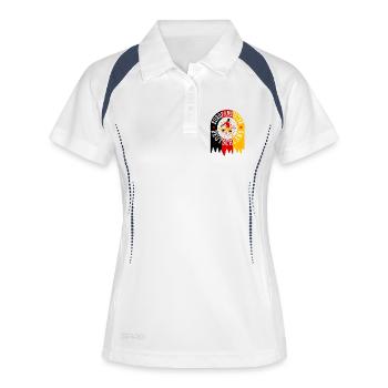 Europameister Deutschland - Frauen Polo atmungsaktiv - Weiß/Navy - Vorne