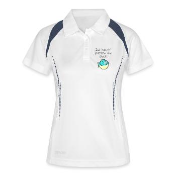 Kugelfisch Ich könnt` platzen vor Glück! - Frauen Polo atmungsaktiv - Weiß/Navy - Vorne