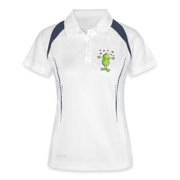 Verliebter Frosch - Frauen Polo atmungsaktiv - Weiß/Navy - Vorne