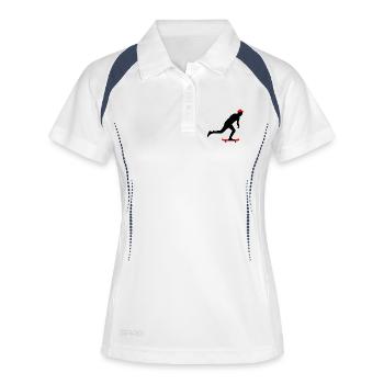 Skateboarding - Frauen Polo atmungsaktiv - Weiß/Navy - Vorne