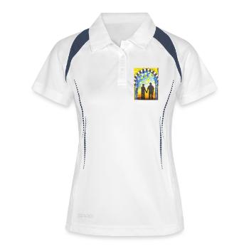 EG porte-bonheur I couples I gens I vacances - Polo respirant Femme - blanc/marine - Devant