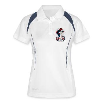 Vélo BMX cool | Vélo BMX - Polo respirant Femme - blanc/marine - Devant