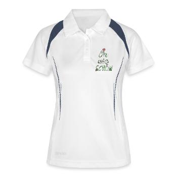 Oh wie schön! Lieber Spruch Kompliment mit Rose - Frauen Polo atmungsaktiv - Weiß/Navy - Vorne