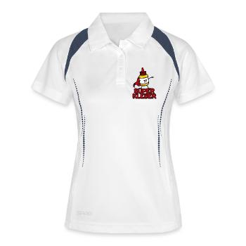 Superkleber lustige Superheld Super glue Cartoon - Frauen Polo atmungsaktiv - Weiß/Navy - Vorne