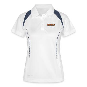 Lettrage de yoga coloré rétro - Polo respirant Femme - blanc/marine - Devant