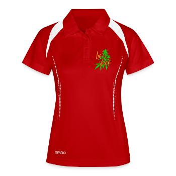 be free Hanf Blätter - Frauen Polo atmungsaktiv - Weiß/Navy - Vorne