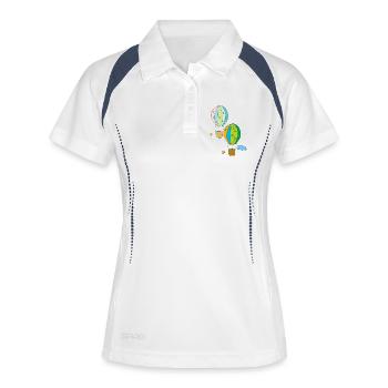 heissluftballon 2fach - Frauen Polo atmungsaktiv - Weiß/Navy - Vorne