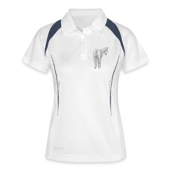 Cheval - Polo respirant Femme - blanc/marine - Devant
