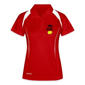 NICE SLICE Tennis Winner Shirt - Frauen Polo atmungsaktiv - Weiß/Navy - Vorne