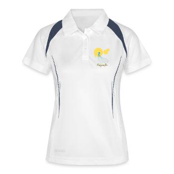 Finde deinen Flow – Leuchtende Qualle - Frauen Polo atmungsaktiv - Weiß/Navy - Vorne