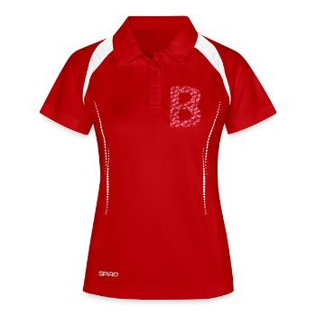 Buchstabe B - Kisses T-Shirt - Frauen Polo atmungsaktiv - Weiß/Navy - Vorne