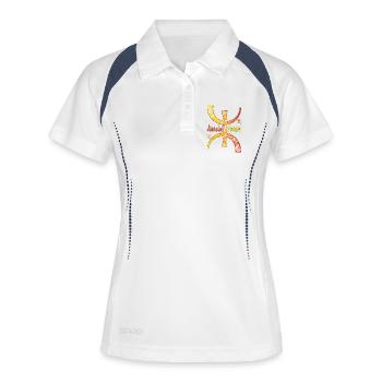 Yaz Amazigh : Tatouage Berbère Idéal Cadeau Femme - Polo respirant Femme - blanc/marine - Devant