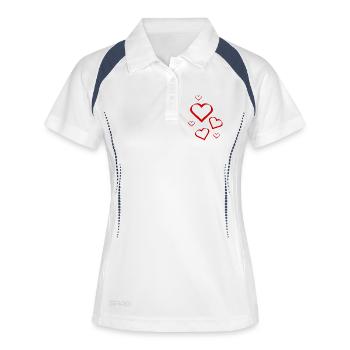 rotes Herz rot Herzen rot Herz Geschenk - Frauen Polo atmungsaktiv - Weiß/Navy - Vorne