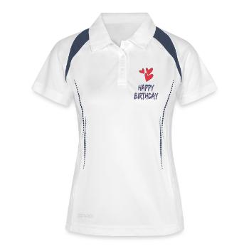 ALLES GUTE ZUM GEBURTSTAG. ALLES GUTE ZUM GEBURTSTAG. JAHRESTAG. - Frauen Polo atmungsaktiv - Weiß/Navy - Vorne