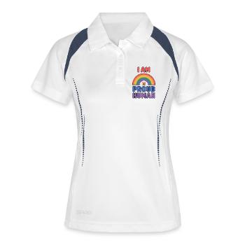 LGBT Pride Month - Ich bin ein stolzer Mensch - Frauen Polo atmungsaktiv - Weiß/Navy - Vorne