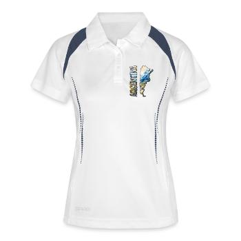 Aquarell Landkarte Argentinien - Frauen Polo atmungsaktiv - Weiß/Navy - Vorne