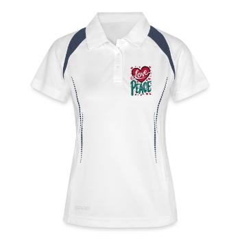 Liebe und Frieden Herz Design - Frauen Polo atmungsaktiv - Weiß/Navy - Vorne