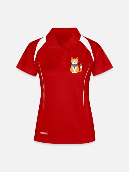 cute folklore cat - Women's Polo breathable - white/navy