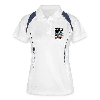 SCHRÄNKE SIND FÜR KLEIDUNG, NICHT FÜR MENSCHEN - Frauen Polo atmungsaktiv - Weiß/Navy - Vorne