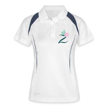 Eleganter Buchstabe 'Z' mit Blumen - Frauen Polo atmungsaktiv - Weiß/Navy - Vorne