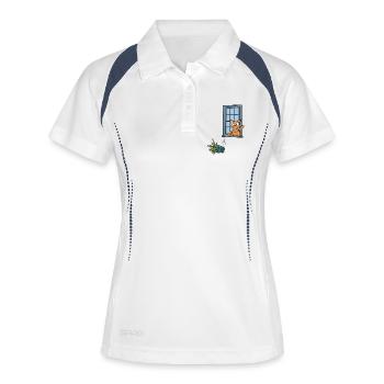 C’est toujours le chat orange - Polo respirant Femme - blanc/marine - Devant