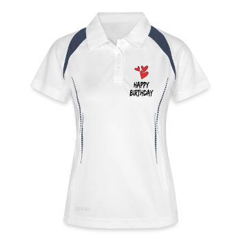 ALLES GUTE ZUM GEBURTSTAG. ALLES GUTE ZUM GEBURTSTAG. JAHRESTAG. - Frauen Polo atmungsaktiv - Weiß/Navy - Vorne