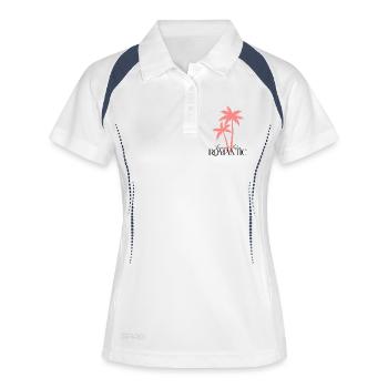 Cocotier Romantique – Palmier Rose - Polo respirant Femme - blanc/marine - Devant