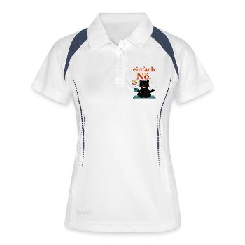 Entspannte Yogapose - einfach Nö - Frauen Polo atmungsaktiv - Weiß/Navy - Vorne