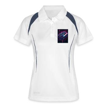 Futuristisches Synthesizer Design - Frauen Polo atmungsaktiv - Weiß/Navy - Vorne