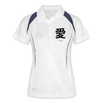 愛 – Ai, Japanische Liebe - Frauen Polo atmungsaktiv - Weiß/Navy - Vorne