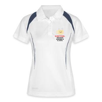 Le café parce que le meurtre est illégal Dictons amusants - Polo respirant Femme - blanc/marine - Devant