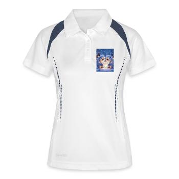 Romantic Yeti couple carving  heart together - Women's Polo breathable - white/navy - Front