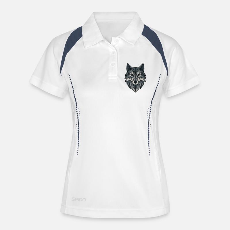 Geometric Wolf Portrait for Apparel - Women's Polo breathable - white/navy