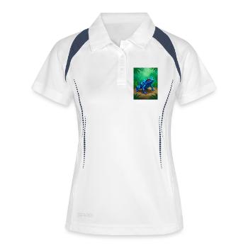 Pfeilgiftfrosch – tödliches Gift im Regenwald - Frauen Polo atmungsaktiv - Weiß/Navy - Vorne