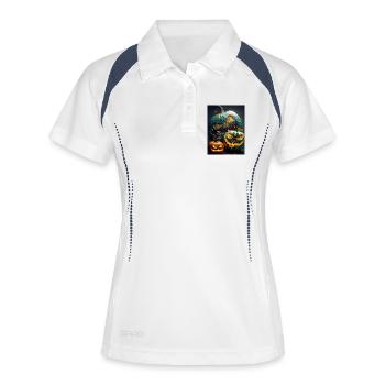 Leuchtende Halloween-Kürbisse - Frauen Polo atmungsaktiv - Weiß/Navy - Vorne