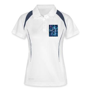 Néon Samouraï de la Nuit - Polo respirant Femme - blanc/marine - Devant