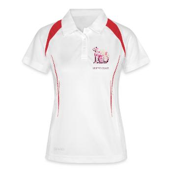 Silent Grace - Élégant design de chat rose avec - Polo respirant Femme - blanc/marine - Devant