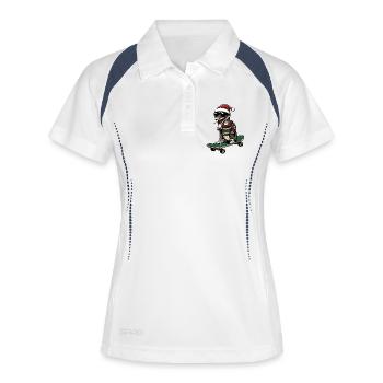 Serpent Cobra Noël Drôle - Polo respirant Femme - blanc/marine - Devant