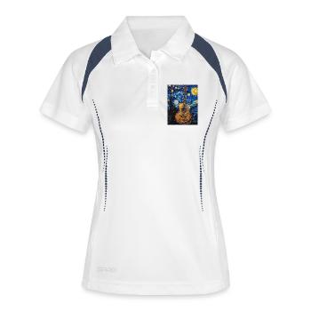 Gitarre Van Gogh Sternennacht - Frauen Polo atmungsaktiv - Weiß/Navy - Vorne