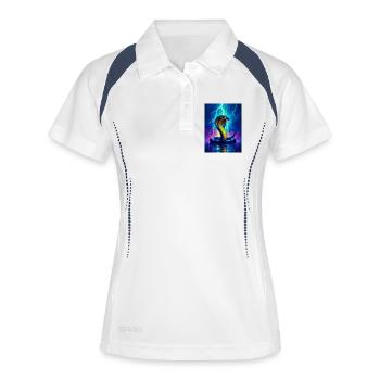Un cobra s’élève à travers la foudre électrique en lueur - Polo respirant Femme - blanc/marine - Devant