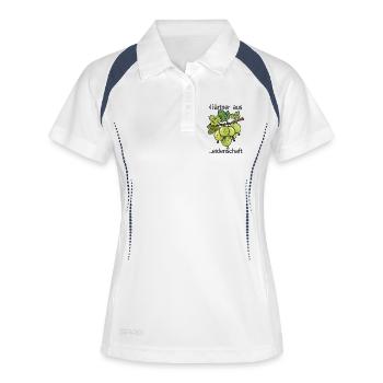 Grüne Stachelbeeren am Zweig - Frauen Polo atmungsaktiv - Weiß/Navy - Vorne