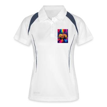 Colorful tacos dancing in a vibrant neon fiesta - Women's Polo breathable - white/navy - Front
