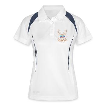 Hirsch mit Geweih - Frauen Polo atmungsaktiv - Weiß/Navy - Vorne
