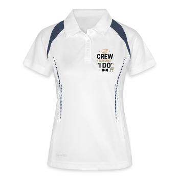 Crew before ‘I Do’ – JGA Crew Shirt  - Frauen Polo atmungsaktiv - Weiß/Navy - Vorne