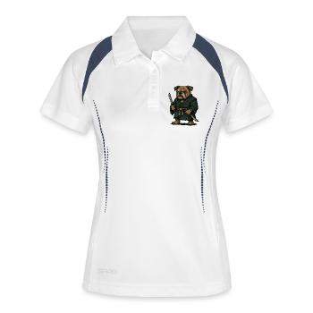Bulldog Samurai Warrior with Dual Katana Blades - Women's Polo breathable - white/navy - Front