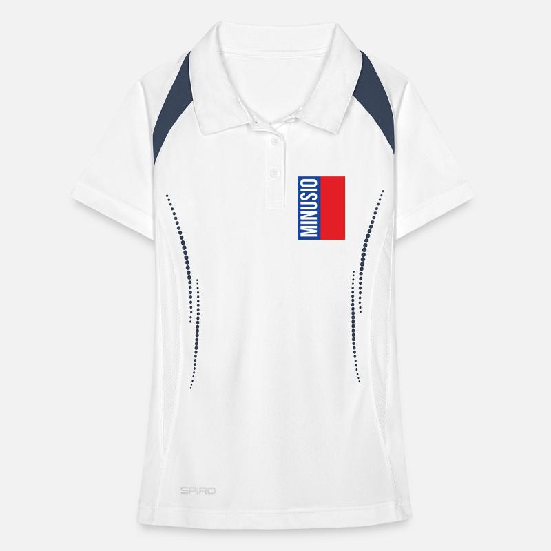 Minusio Vertical Typography Blue Red Women's Polo breathable
