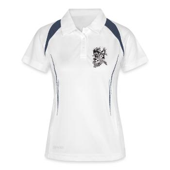 Black Floral Ornamental Flowers Pattern - Women's Polo breathable - white/navy - Front