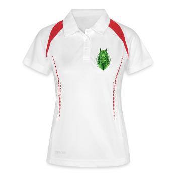 Geometrisches Pferd aus Grün - Frauen Polo atmungsaktiv - Weiß/Navy - Vorne