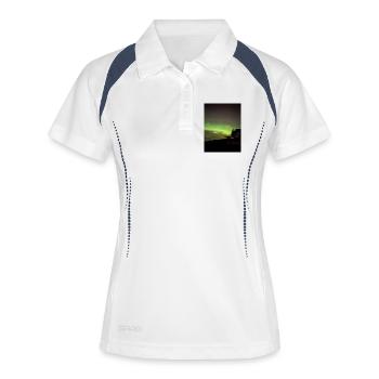 Aurores boréales sur la plage la nuit - Polo respirant Femme - blanc/marine - Devant