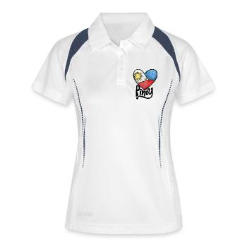 Imprimé du drapeau philippin en forme de cœur - Polo respirant Femme - blanc/marine - Devant